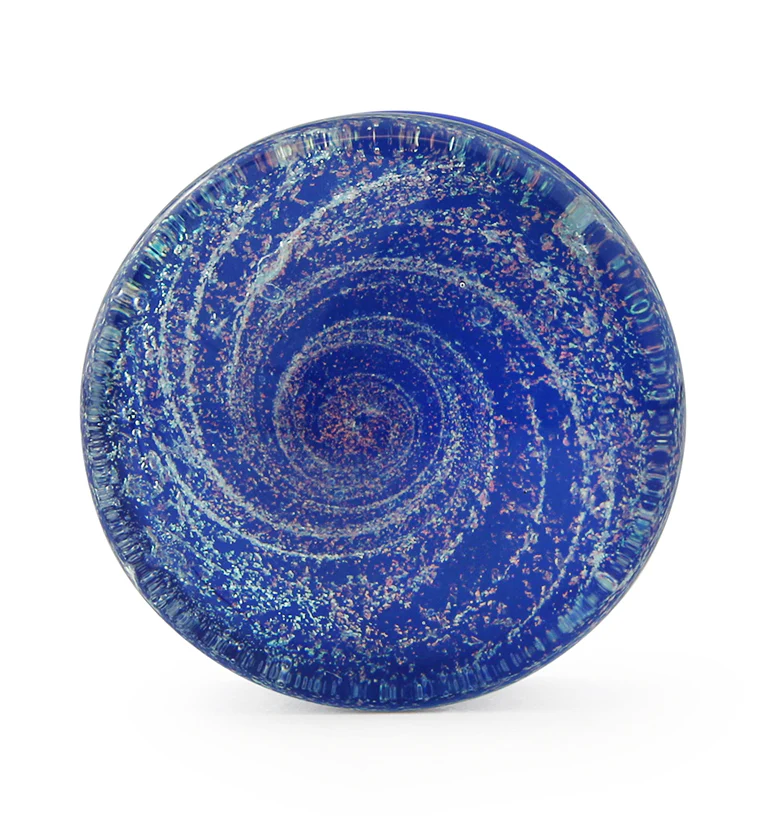 Blue Cosmic Spiral Glass Plugs - Mrs Treak