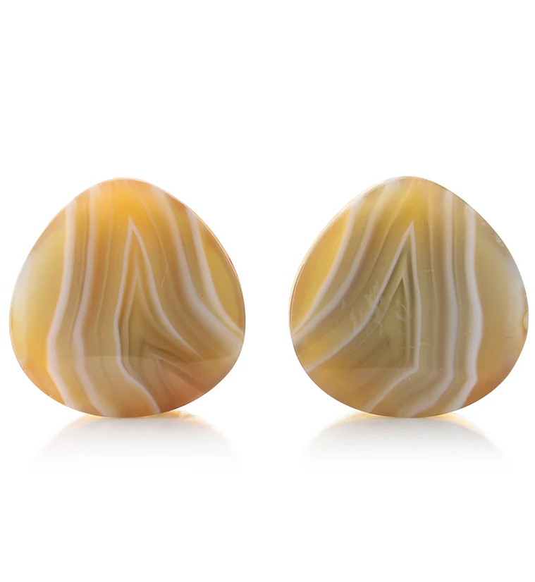 Carnelian Agate Stone Teardrop Plugs - Mrs Treak