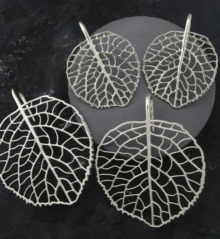 Crystal Anthurium Leaf White Brass Hangers - Mrs Treak