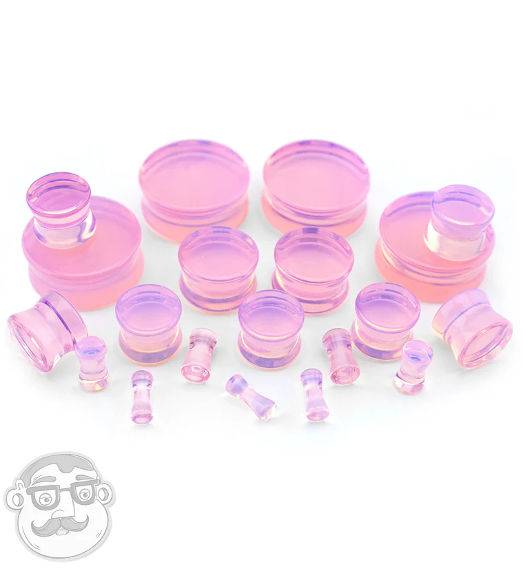 Pink Opalite Glass Plugs - Mrs Treak