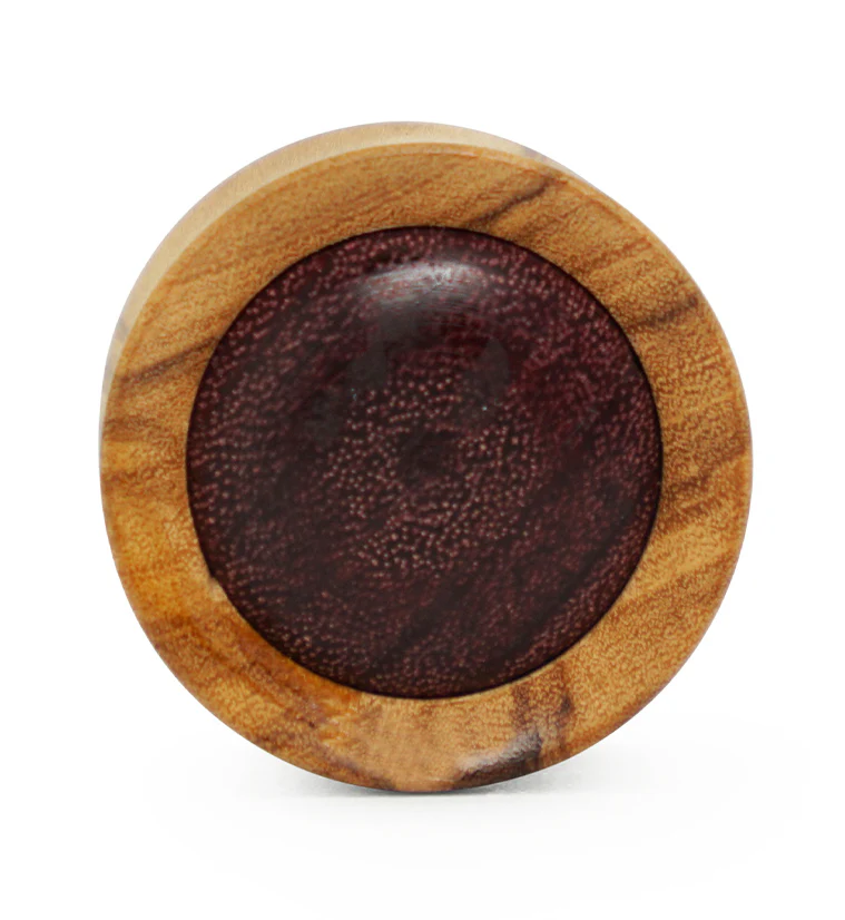 Olive Wood Concave Plugs With Purple Heart Inlay - Mrs Treak