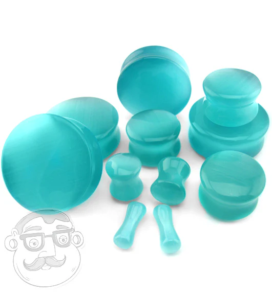 Turquoise Cat's Eye Glass Plugs - Mrs Treak