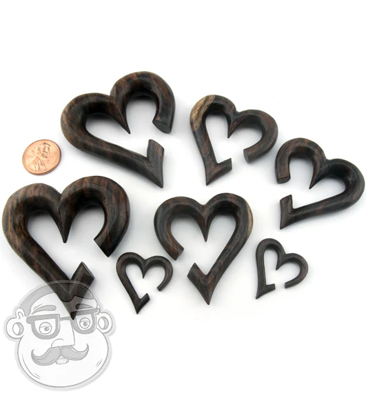 Wooden Heart Hanger Plugs - Mrs Treak