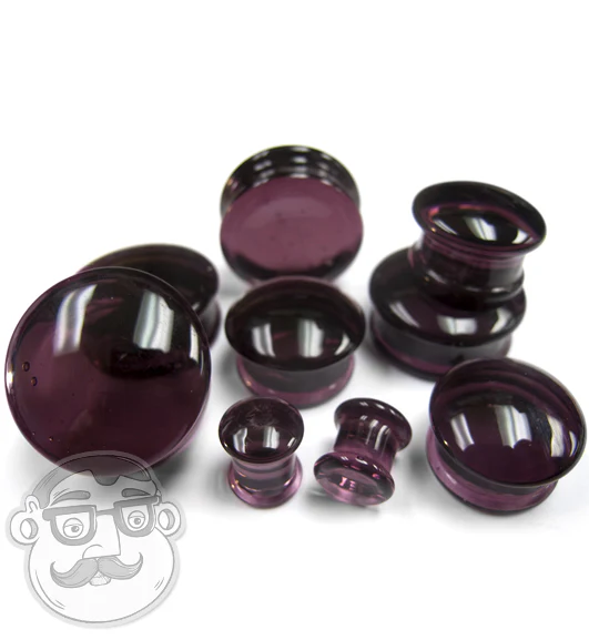 Convex Purple Glass Plugs - Double Flare - Mrs Treak