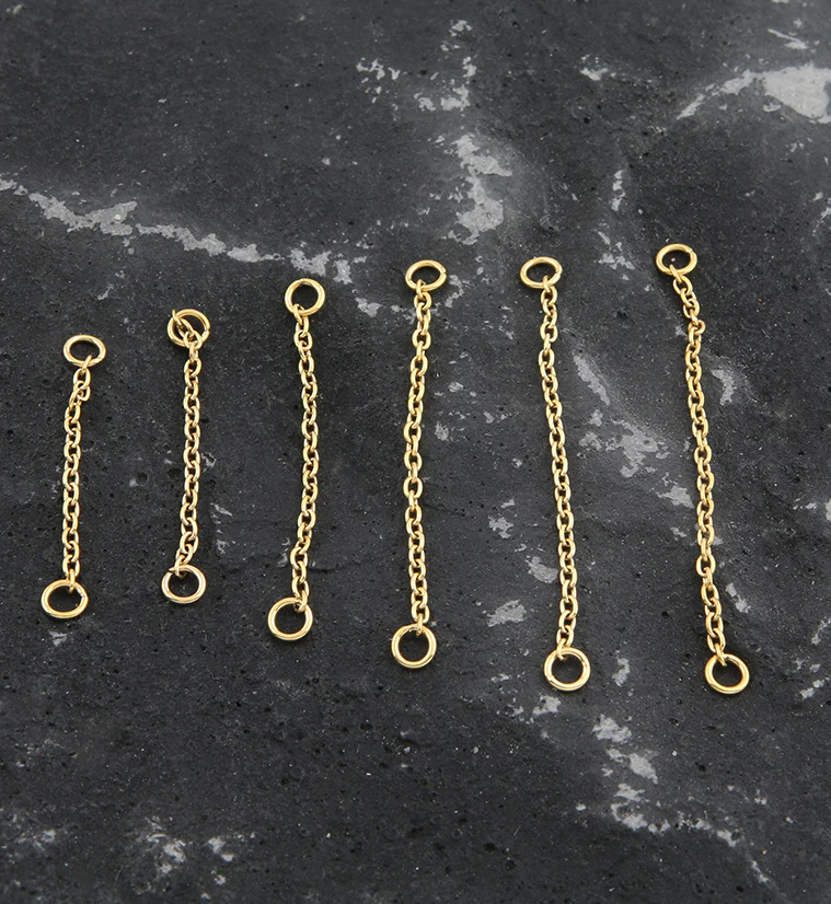 24kt Gold PVD Rolo Titanium Nose & Cartilage Piercing Chain - Mrs Treak
