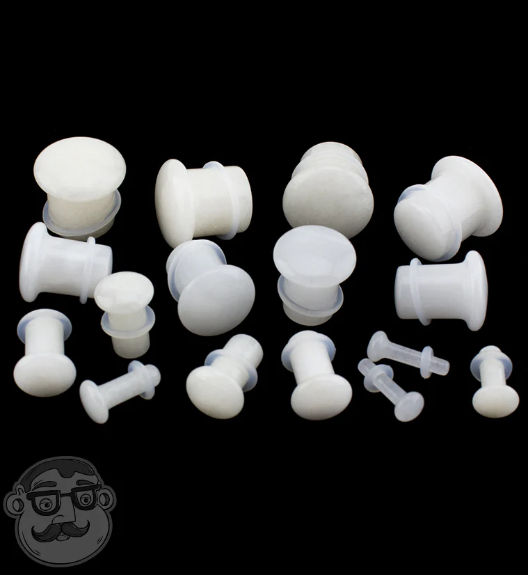 White Quartz Stone Plugs - Single Flare - Mrs Treak