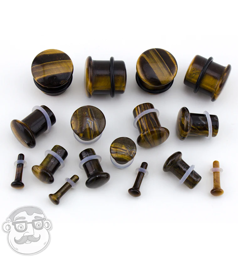 Tiger Eye Stone Plugs - Single Flare - Mrs Treak
