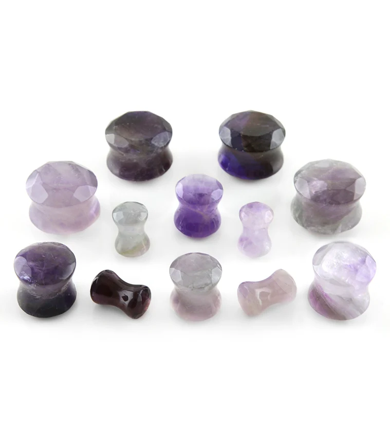 Purple Amethyst Faceted Cut Stone Plugs - Mrs Treak