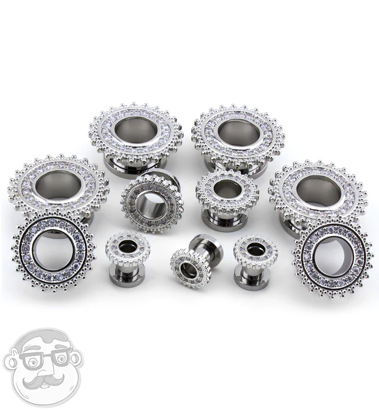 Stainless Steel CZ Beaded Shield Tunnels - Mrs Treak