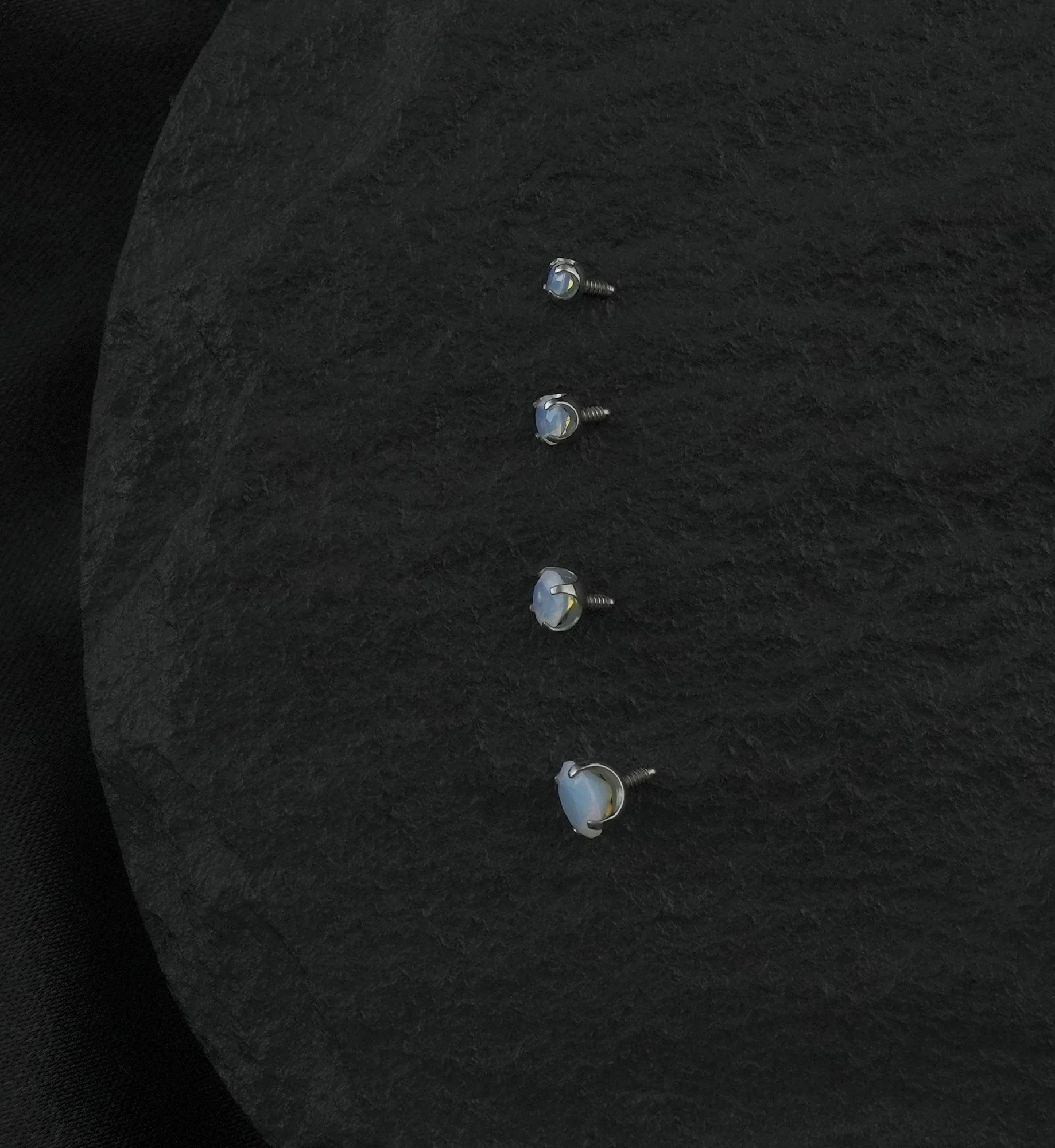 Faceted White Opalite Titanium Internally Threaded Top - Mrs Treak