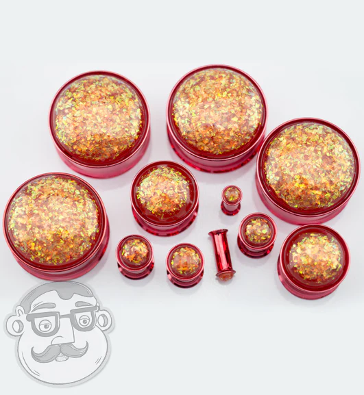 Red Opalite Flash PVD Stainless Steel Plugs - Mrs Treak