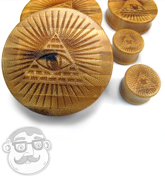 Engraved Illuminati Bamboo Plugs - Mrs Treak