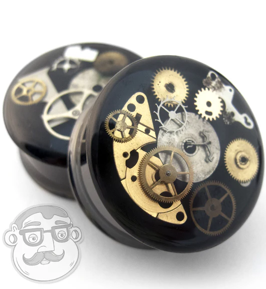Black Steel Steampunk Plugs - Mrs Treak