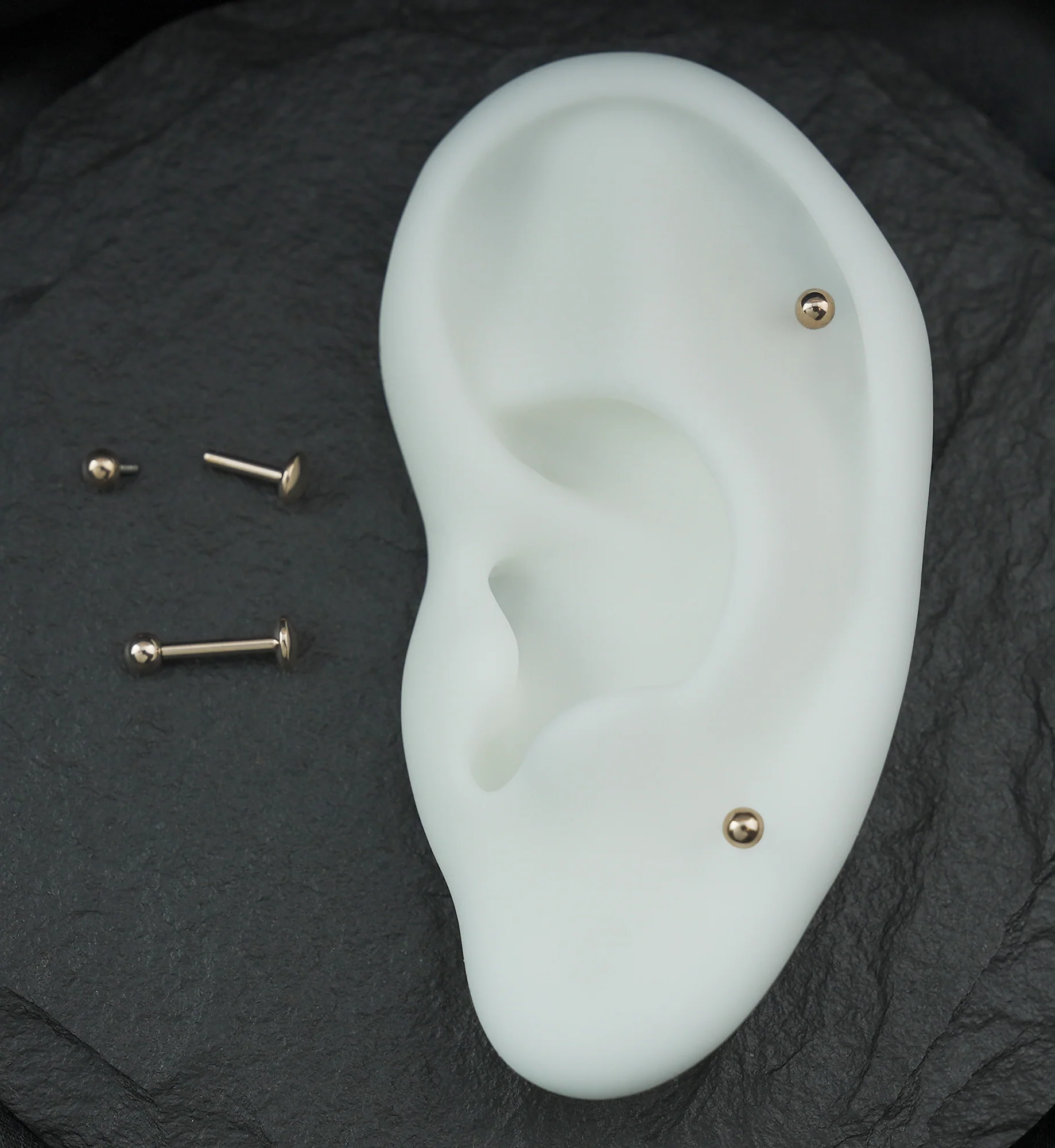 Rose Gold PVD Ball Top Internally Threaded Titanium Convex Disk Labret - Mrs Treak