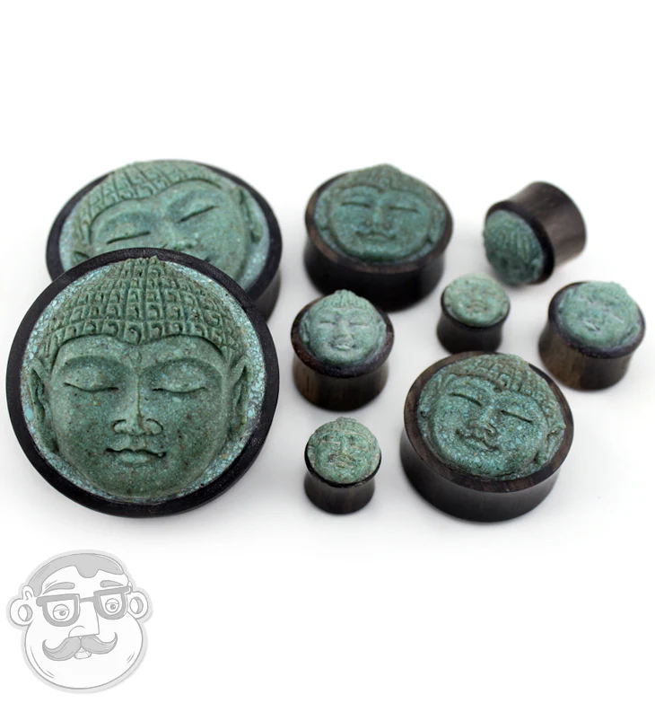 Carved Buddha Wood Plugs - Mrs Treak
