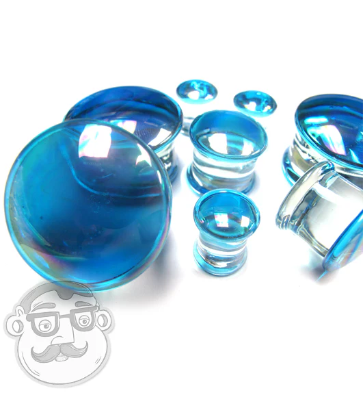 Blue Oil Splash Glass Plugs - Mrs Treak