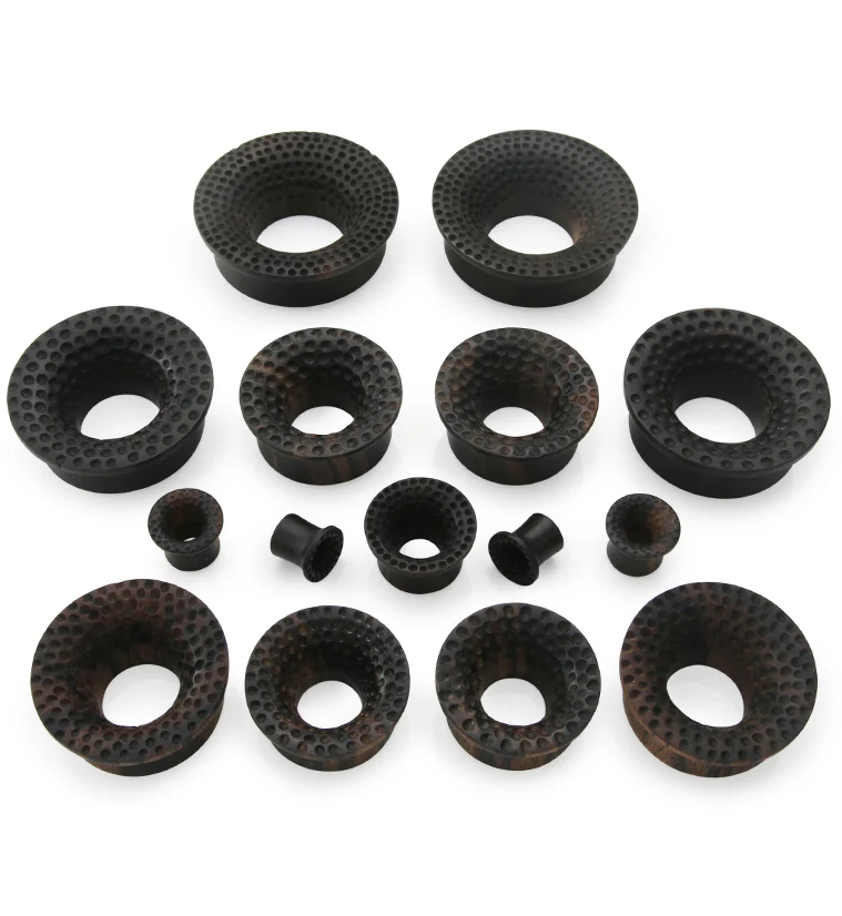 Hammered Areng Wood Mayan Flare Tunnel Plugs - Mrs Treak