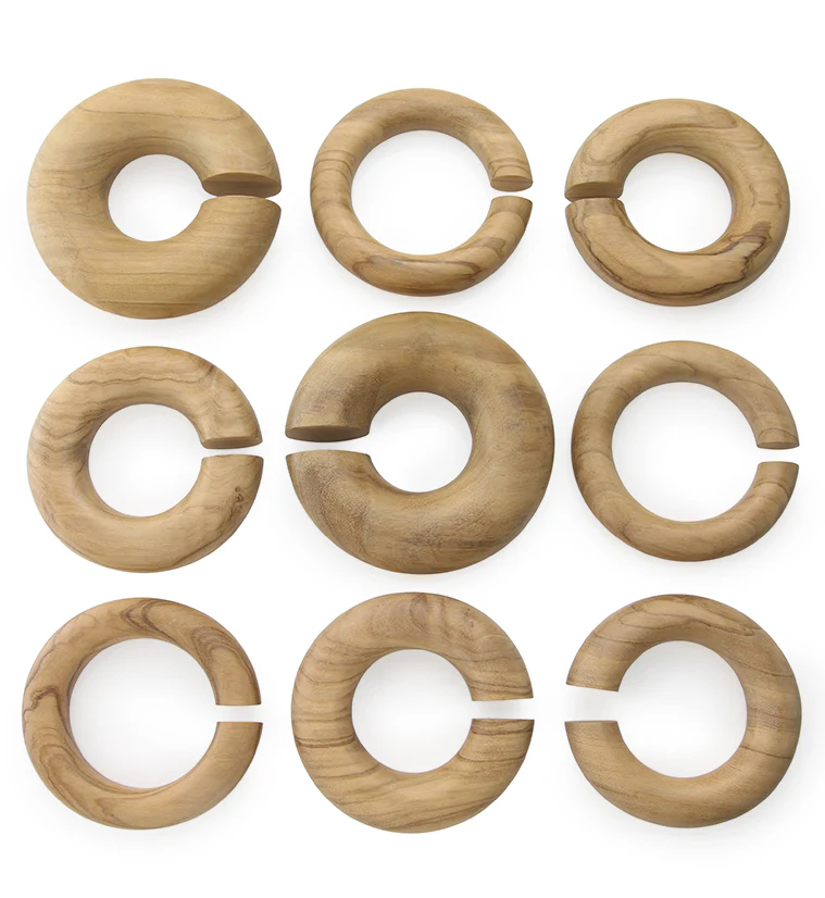 Olive Wood Round Hoop Hangers - Mrs Treak