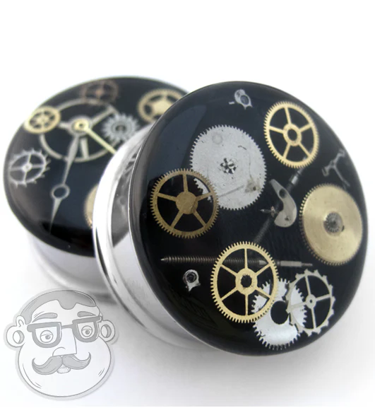 Steel Steampunk Plugs - Mrs Treak