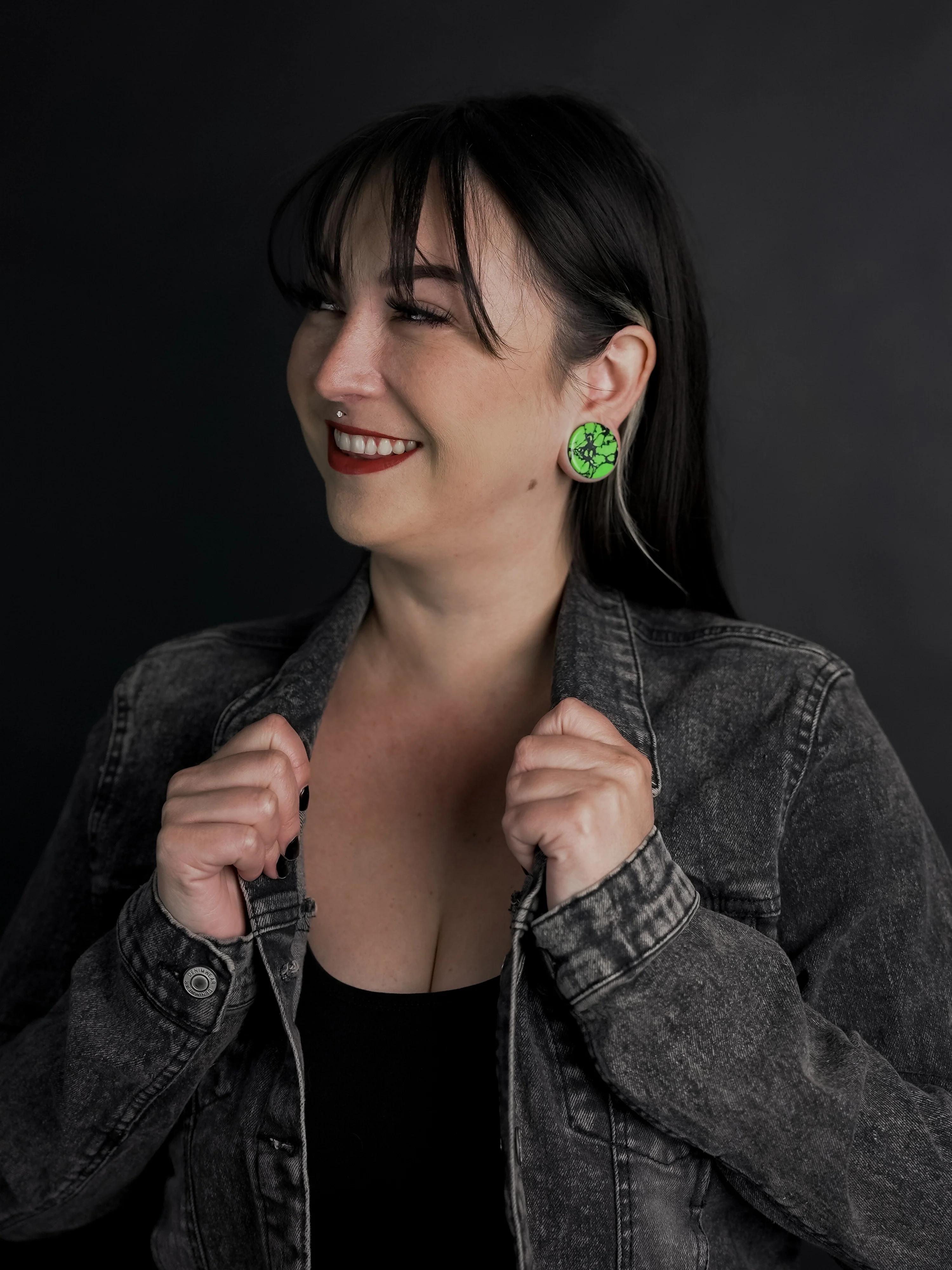 Green And Black Howlite Stone Plugs - Mrs Treak