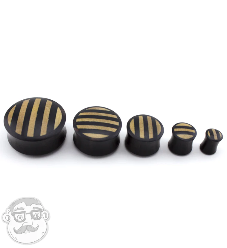 Areng Wooden Plugs With Striped Inlay - Mrs Treak