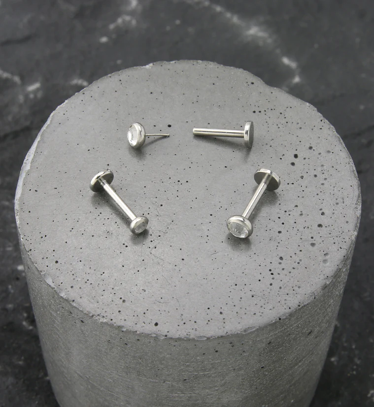 Flat Clear CZ Titanium Threadless Labret - Mrs Treak