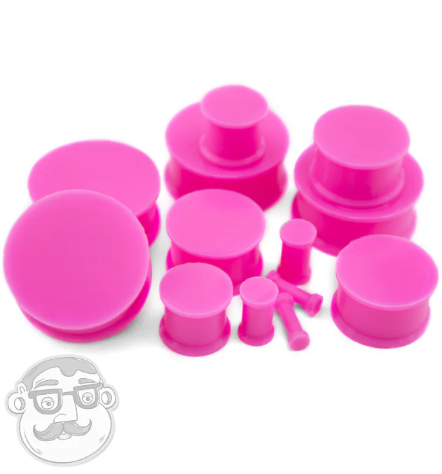 Double Flare Pink Silicone Plugs (CLOSE OUT) - Mrs Treak