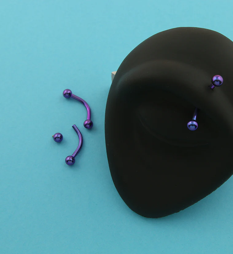 Blurple Titanium Internally Threaded Curved Barbell - Mrs Treak