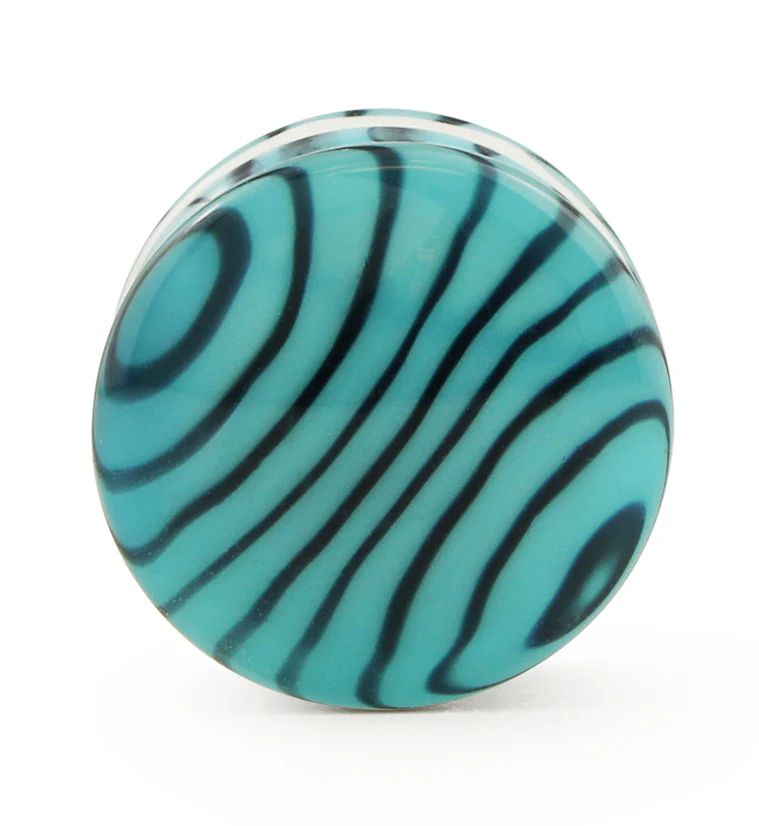 Sky Blue Zebra Glass Plugs - Mrs Treak