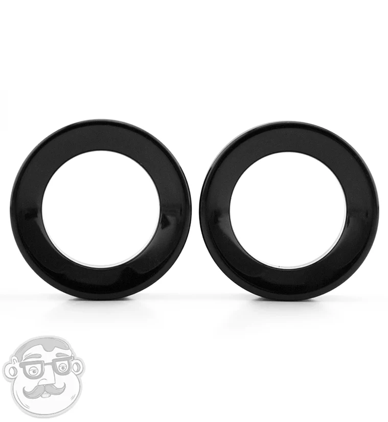 Black Obsidian Stone Double Flare Tunnels - Mrs Treak