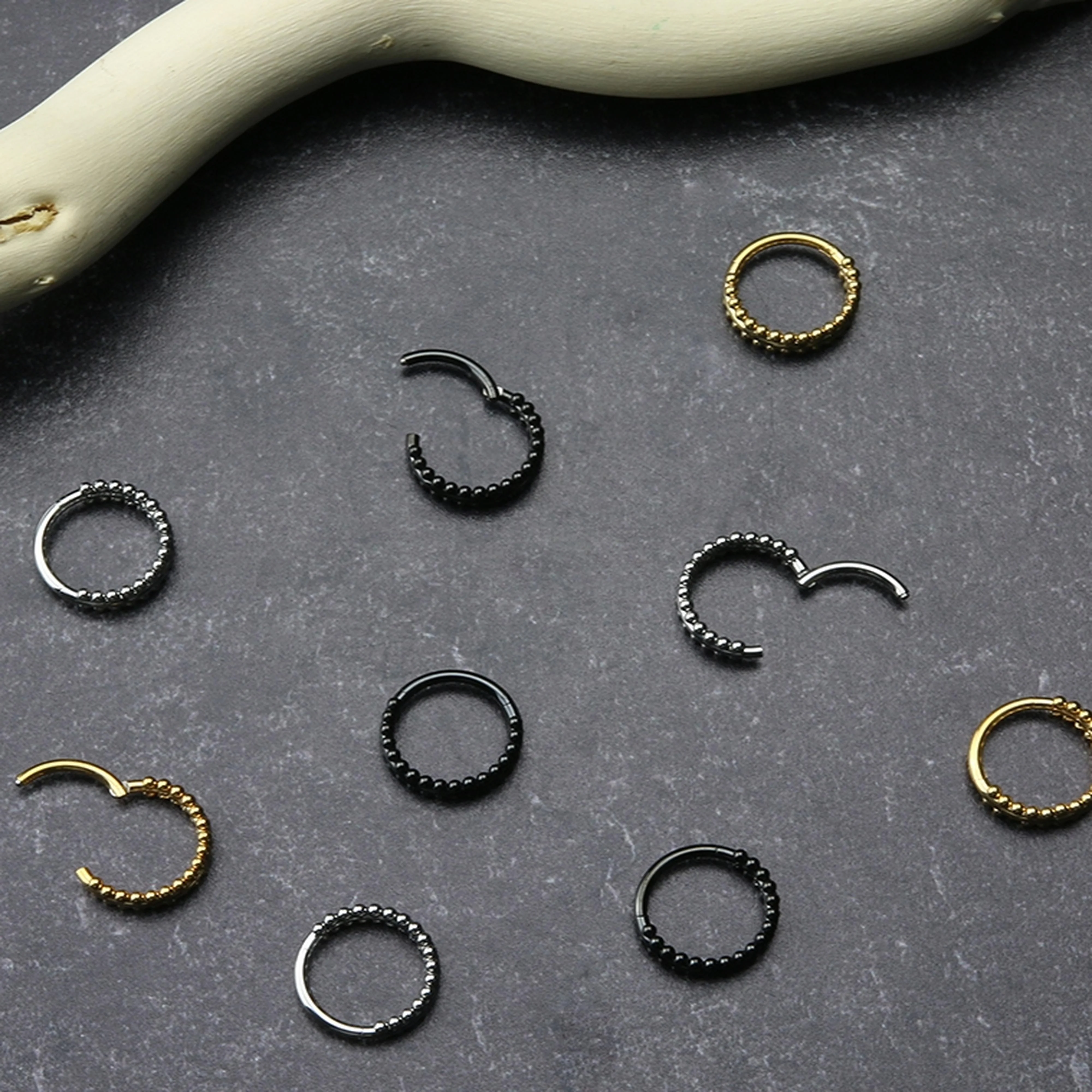 Double Sided Bead Hinged Segment Ring - Mrs Treak