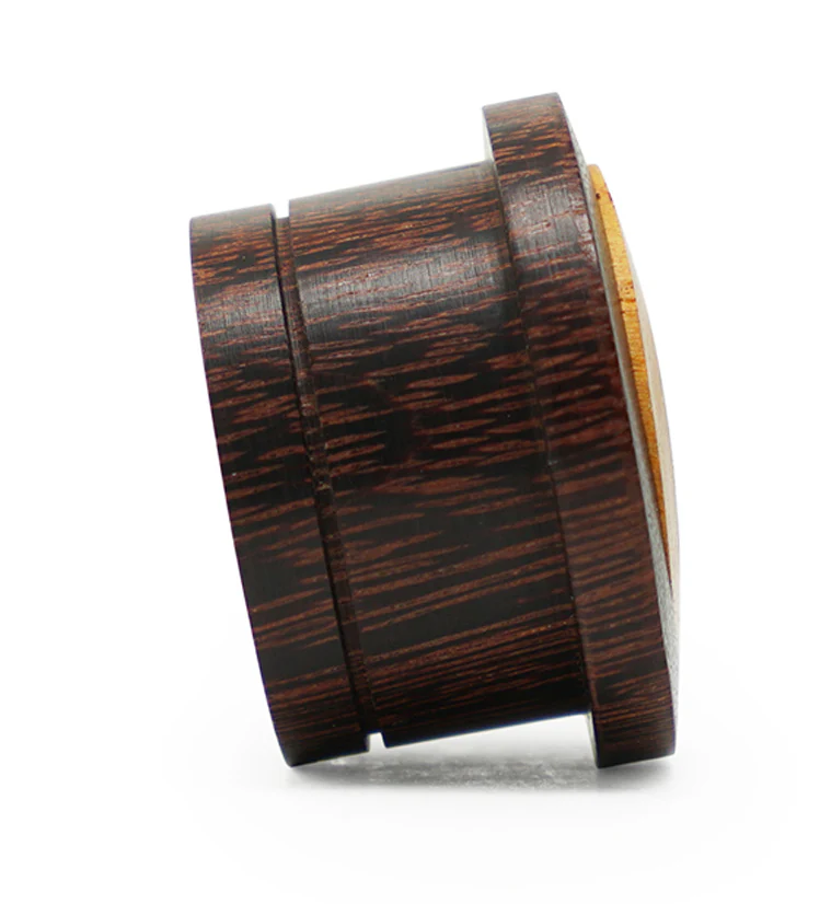 Single Flare Dark Tamarind Wood Plugs with Jackfruit Inlay - Mrs Treak