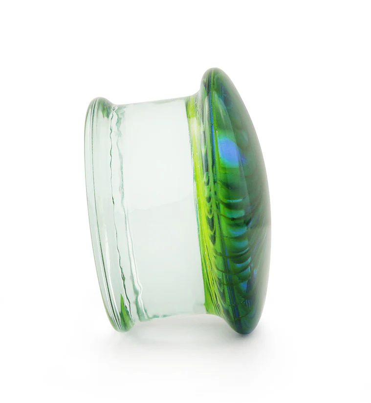 Green Tropical Stripe Glass Plugs - Mrs Treak