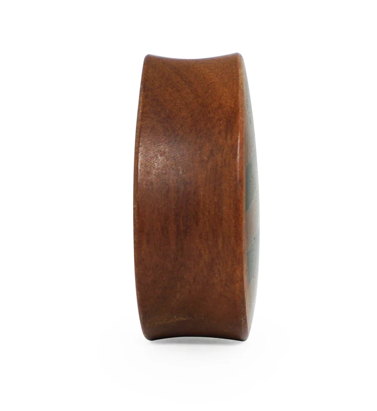 Saba Wooden Teardrop Plugs With Striped Inlay - Mrs Treak