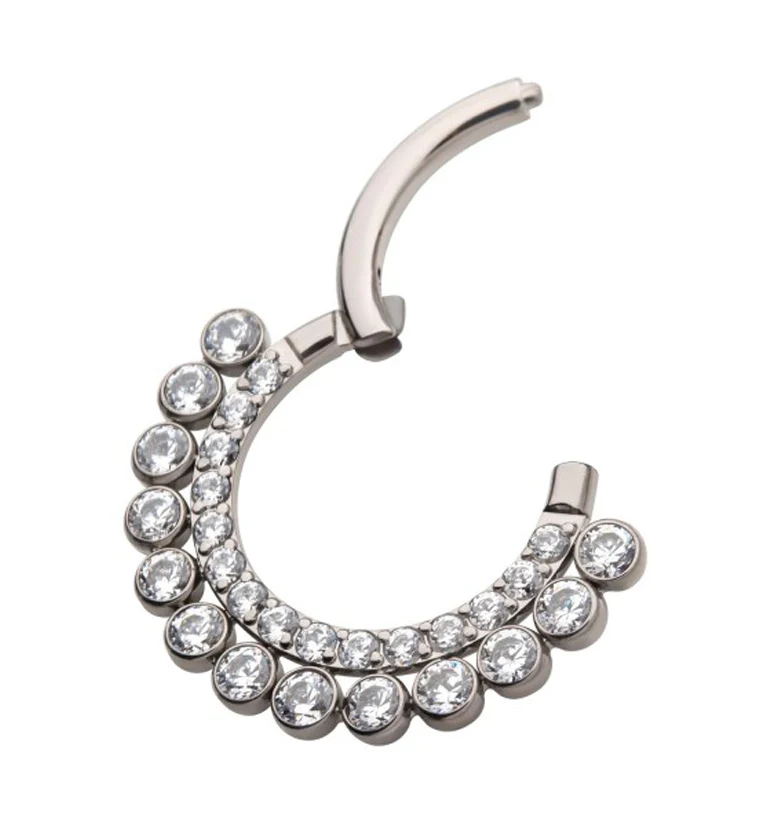 Double CZ Edge Titanium Hinged Segment Ring - Mrs Treak