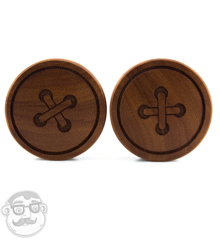 Button Engraved Wood Plugs - Mrs Treak