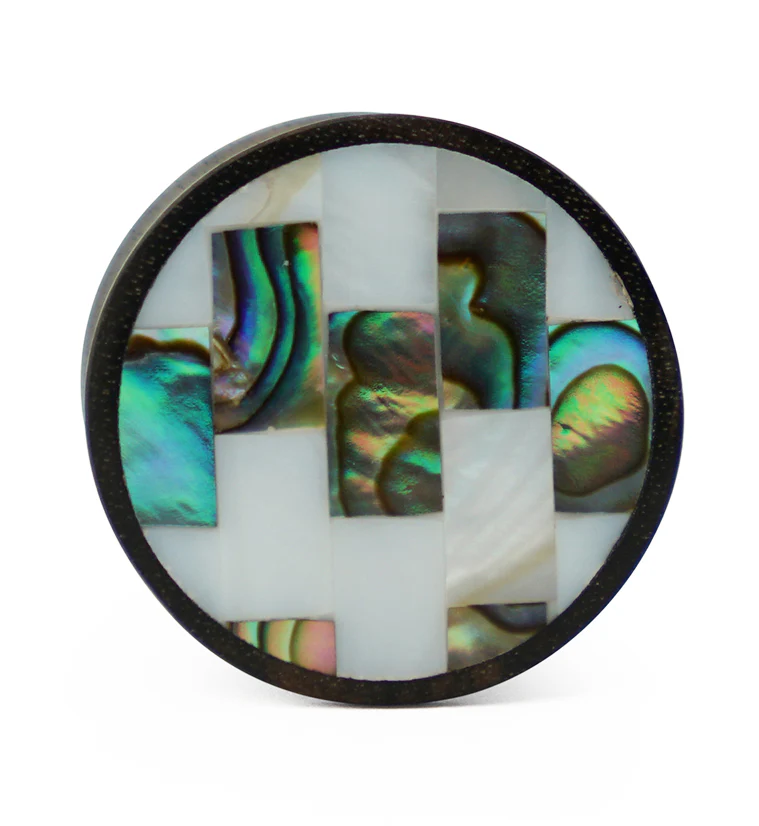 Tiled MOP & Abalone Shell Wood Plugs - Mrs Treak