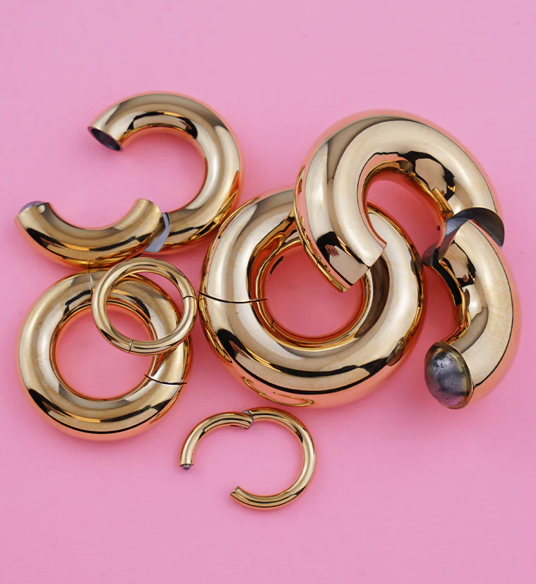 Gold PVD Titanium Hinged Segment Ring - Mrs Treak