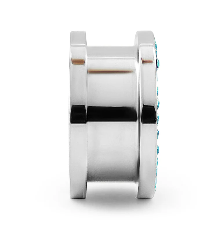 Aqua CZ Diamond Rim Tunnels - Mrs Treak