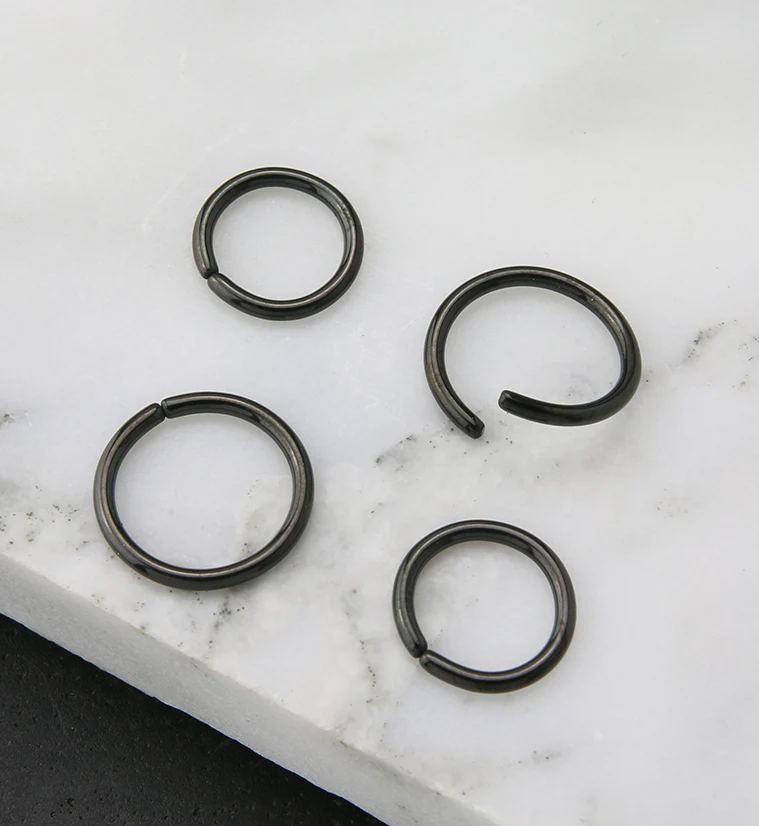 Black PVD Seamless Stainless Steel Hoop Ring - Mrs Treak