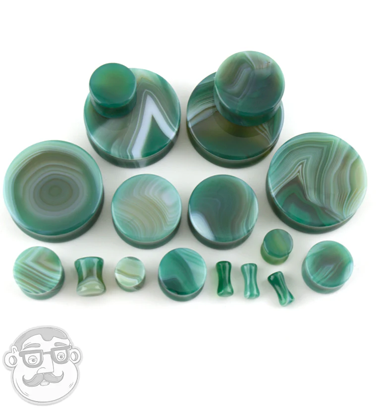 Green Agate Stone Plugs - Mrs Treak