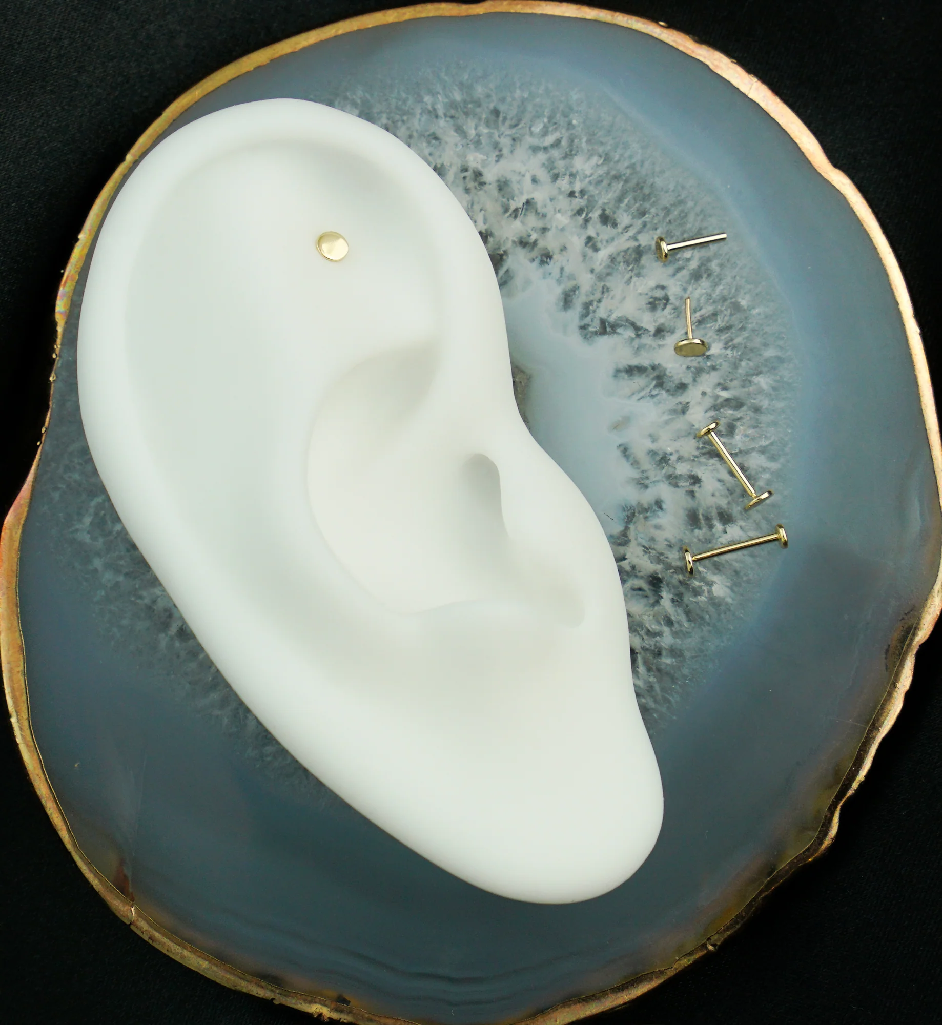 14kt Gold Flat Disk Threadless Labret - Mrs Treak