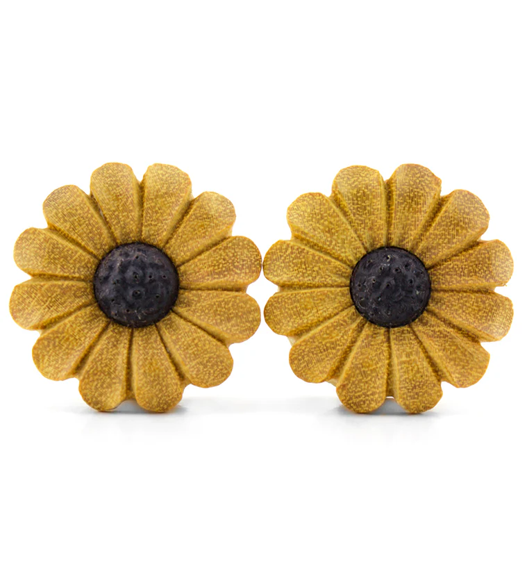 Grand Sunflower Wood Plugs - Mrs Treak