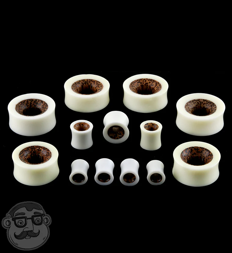 Concave Bone Tunnel Plugs With Coconut Inlay - Mrs Treak
