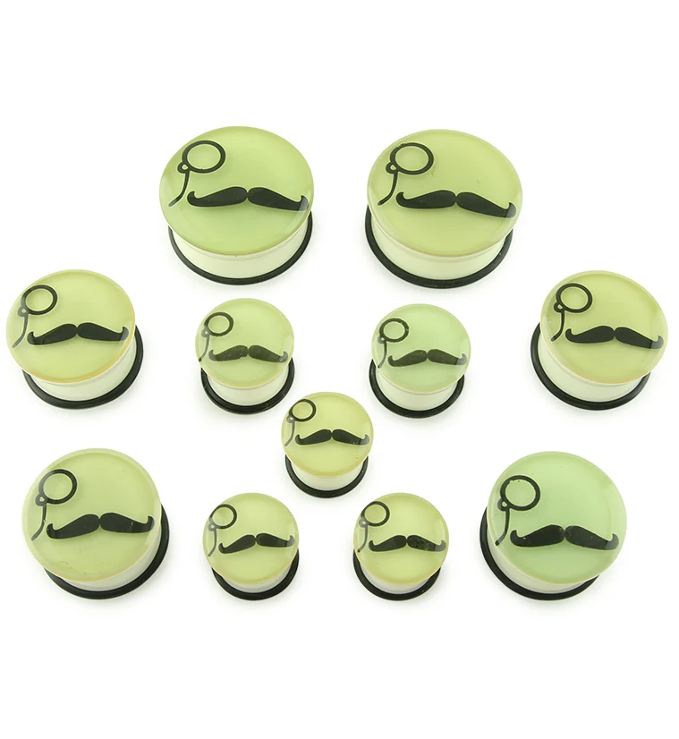 Glow In The Dark Mustache Plugs - Mrs Treak