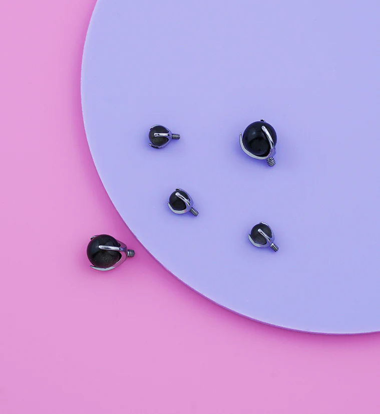 Claw Obsidian Stone Titanium Internally Threaded Top - Mrs Treak