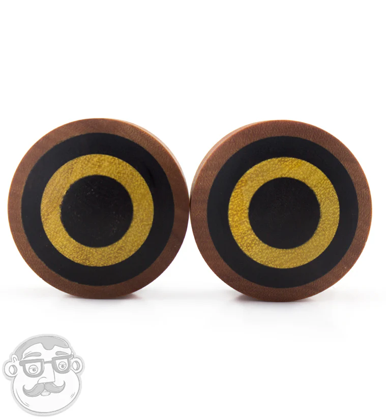Saba Wood Plugs with Target Arang Wood Inlay - Mrs Treak