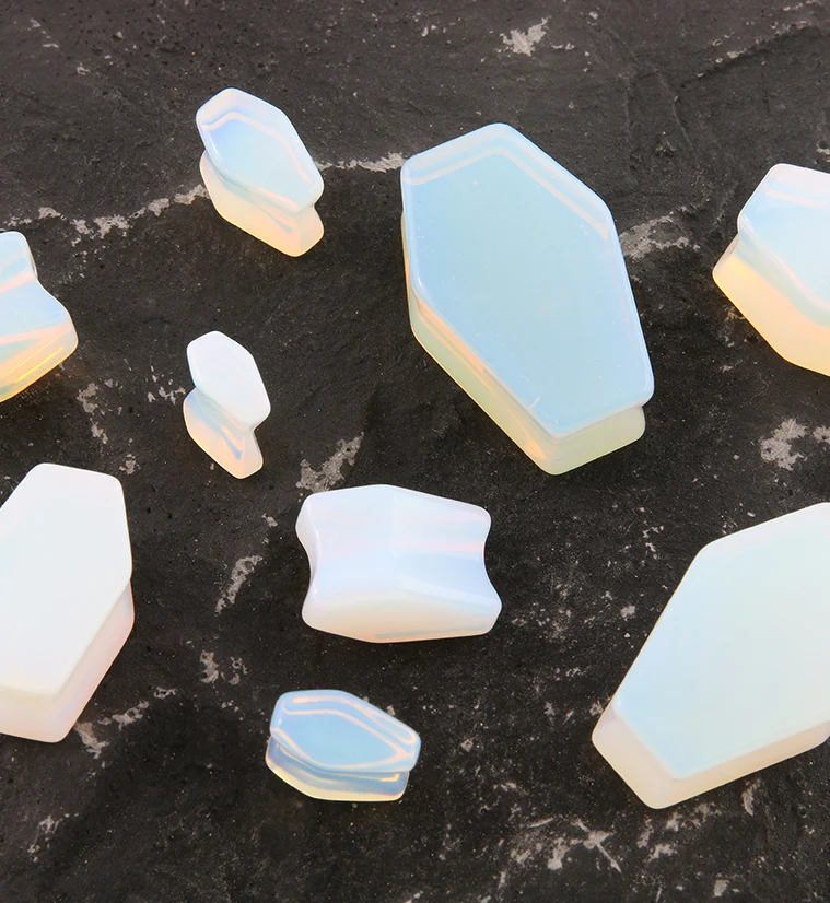 Opalite Glass Coffin Plugs - Mrs Treak