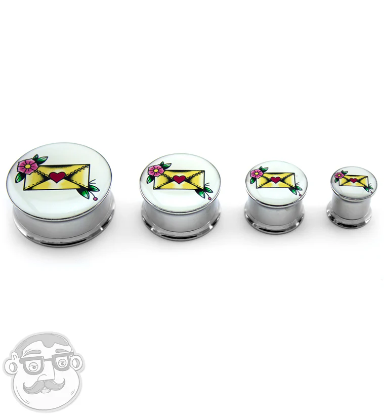 Love Letter Tattoo Steel Plugs - Mrs Treak