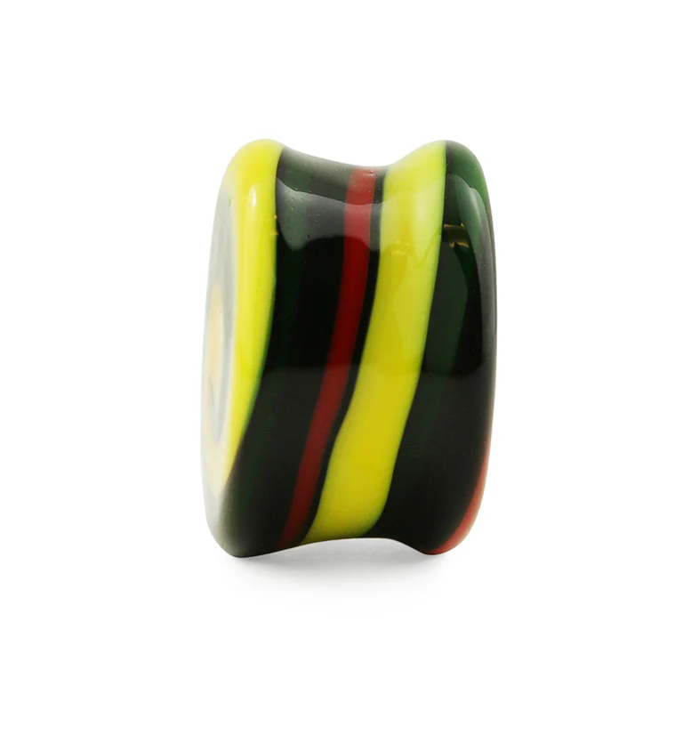 Rasta Swirl Glass Plugs - Mrs Treak